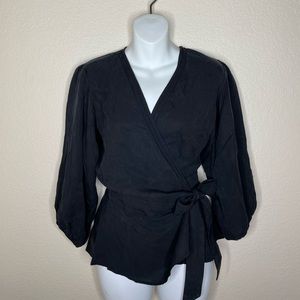 Alp n Rock Mila Embroidered Trim Boho Wrap Blouse Black NEW sz S